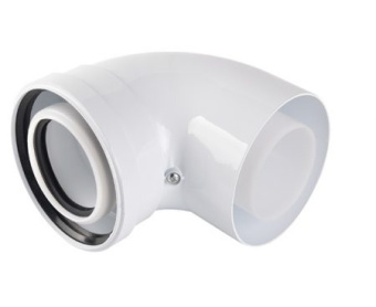 Отвод коаксиальный 90 град Ø80/125 мм Ø80 мм - ПП, Ø125 мм АЛ